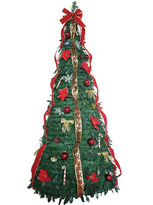 6ft Pre-Lit Fully Decorated Slim Christmas Tree with 150 LEDs & 100+ Ornaments