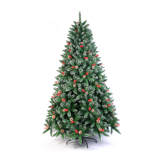 7ft Snow-Kissed Sharp Pine Tree - With Pine Comes, Red Berries