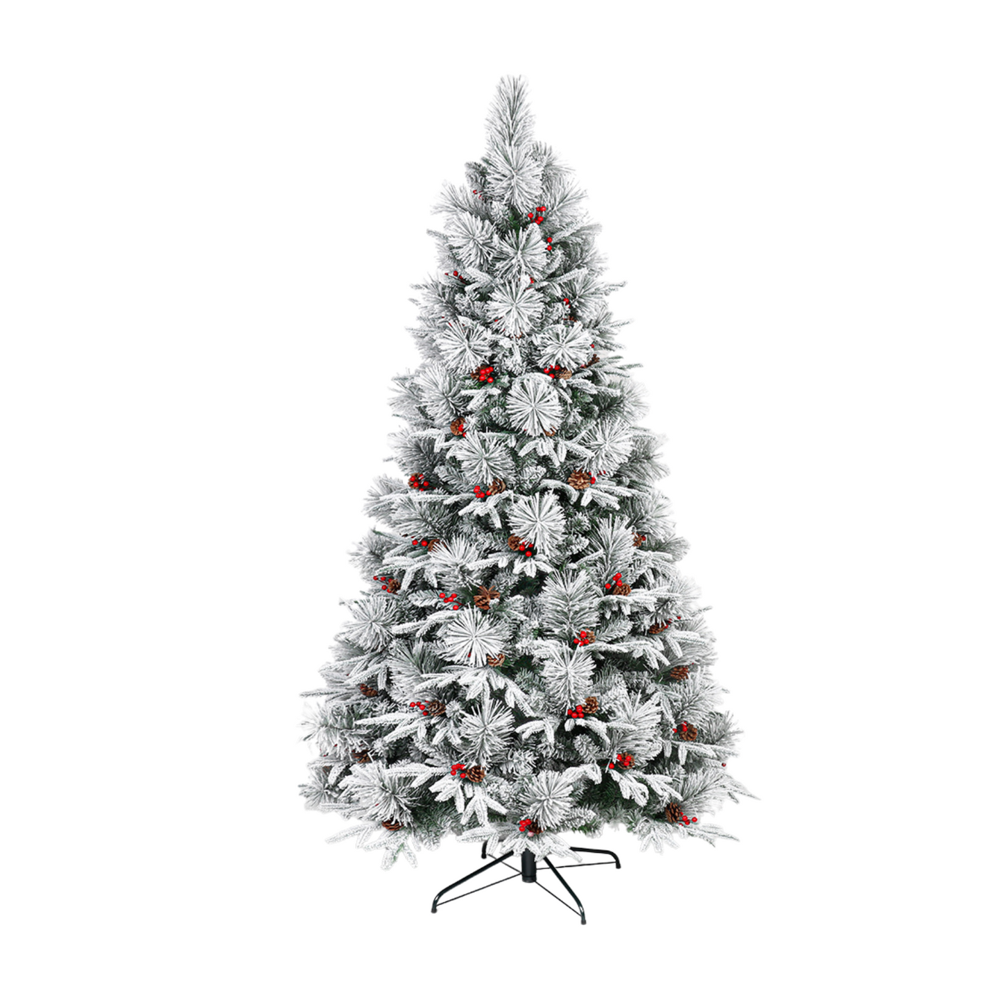 7ft Flocked Nordic Pine Premium Tree - With Pine Cones & Red Berries