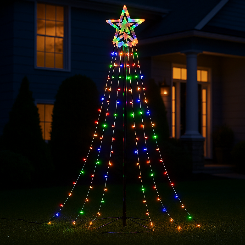 7FT Multicolor LED Christmas Tree Light with Metal Stand