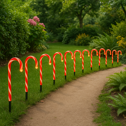Light-Up Candy Cane Pathway Stakes - Set of 20