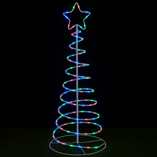 Multicolor LED Spiral Christmas Tree with Star Topper- 1.5m