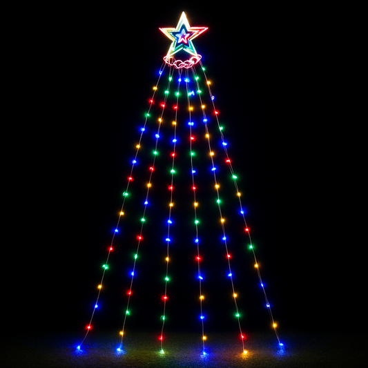 355 LED Waterfall Christmas Tree Lights with Star Topper