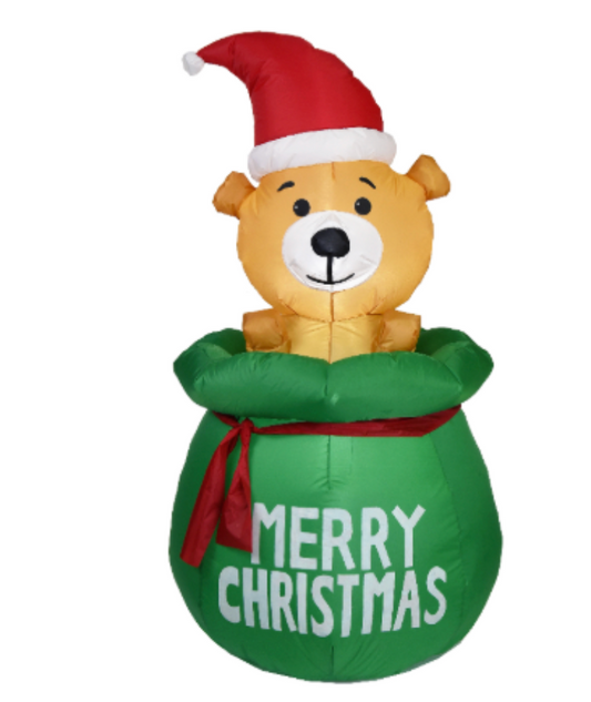 1.5M Inflatable Christmas Teddy in Gift Sack