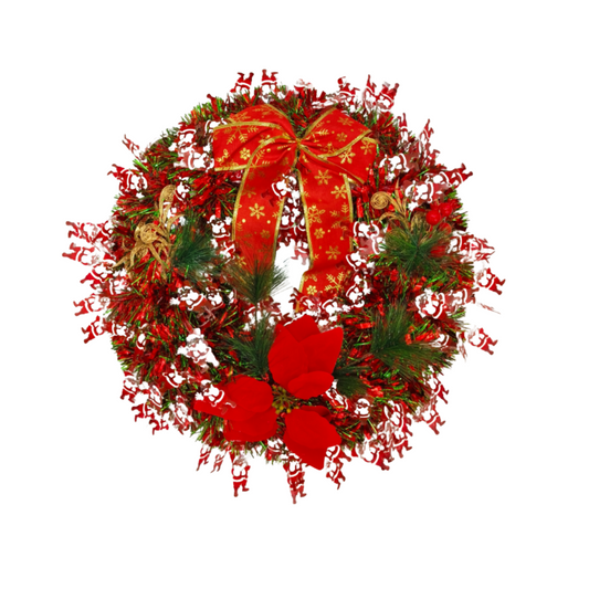 Festive Santa & Red Bow Christmas Wreath