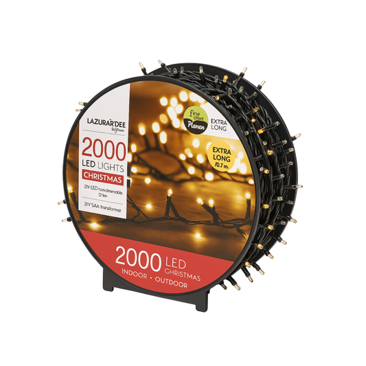 2000 LED Extra Long Christmas String Lights - Warm White Color