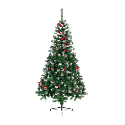 6ft Classic Green Wonder Tree - With Pine Cones & Red Berries