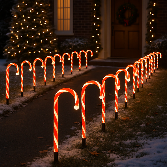 Light-Up Candy Cane Pathway Stakes - Set of 20