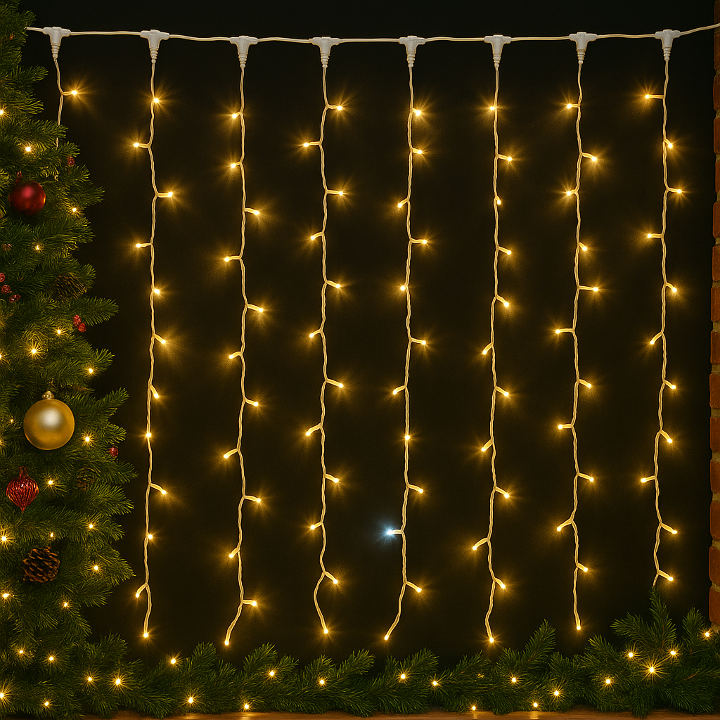 Waterproof LED Curtain Lights - 3x3m | 400 LEDs with Flash Effect