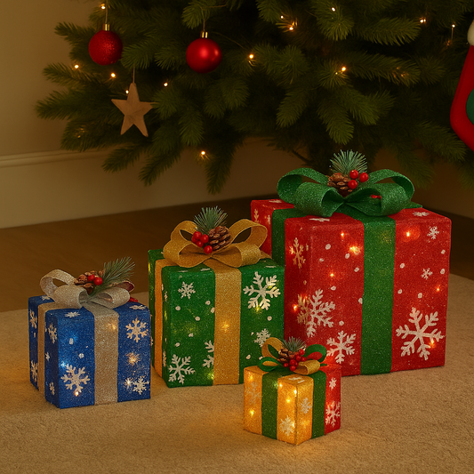 LED Christmas Gift Box Set of 4 - Foldable