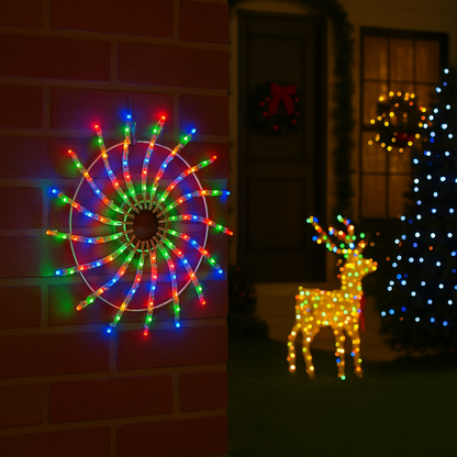 LED Spinning Christmas Circle - Multi-Colour Lights with 8-Function Controller