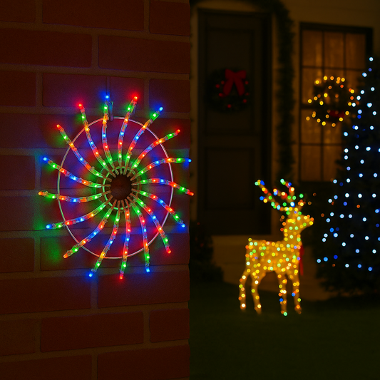 LED Spinning Christmas Circle - Multi-Colour Lights with 8-Function Controller