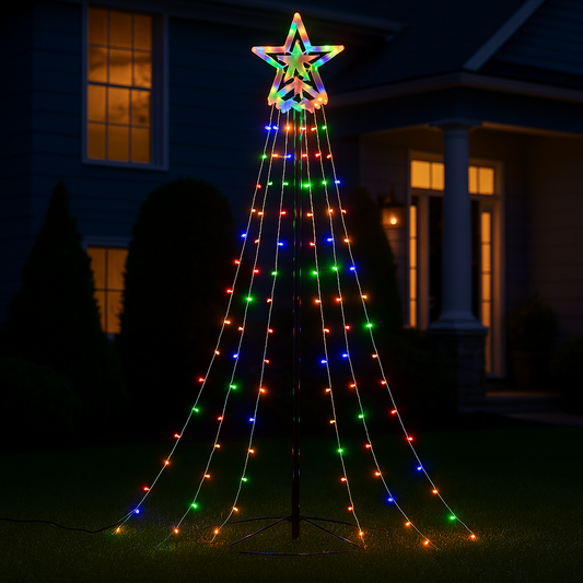7FT Multicolor LED Christmas Tree Light with Metal Stand
