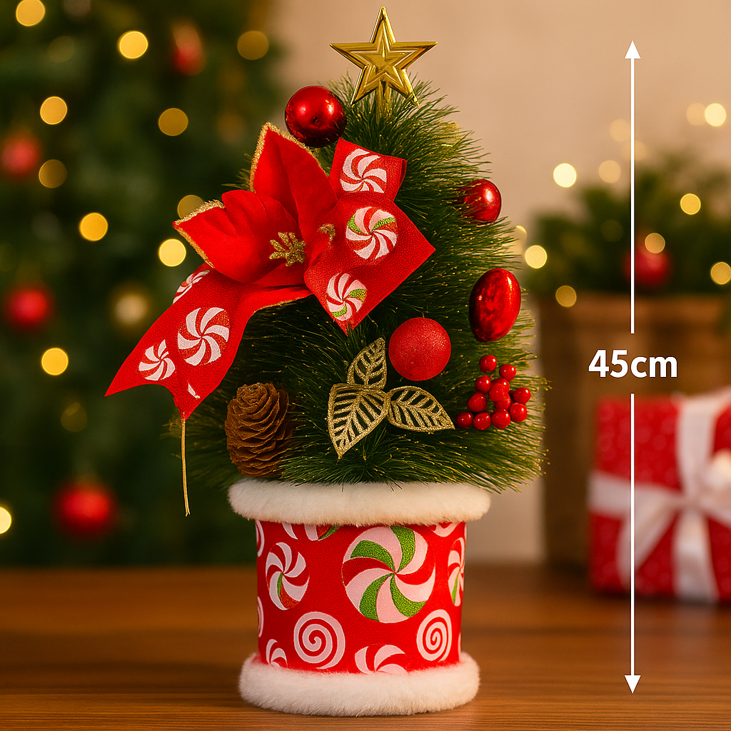 Mini Christmas Tree with Red Accents