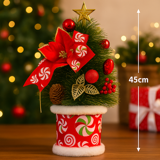 Mini Christmas Tree with Red Accents