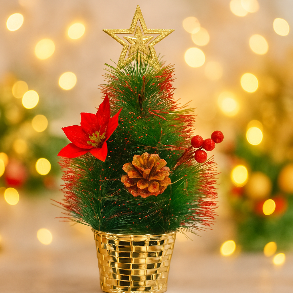 Red Frost Pine Mini Christmas Tree