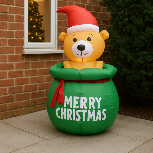 1.5M Inflatable Christmas Teddy in Gift Sack