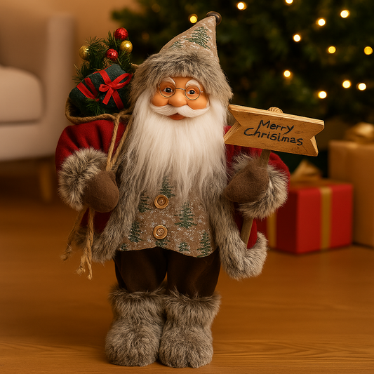 45cm Rustic Santa with Gift Sack & Sign