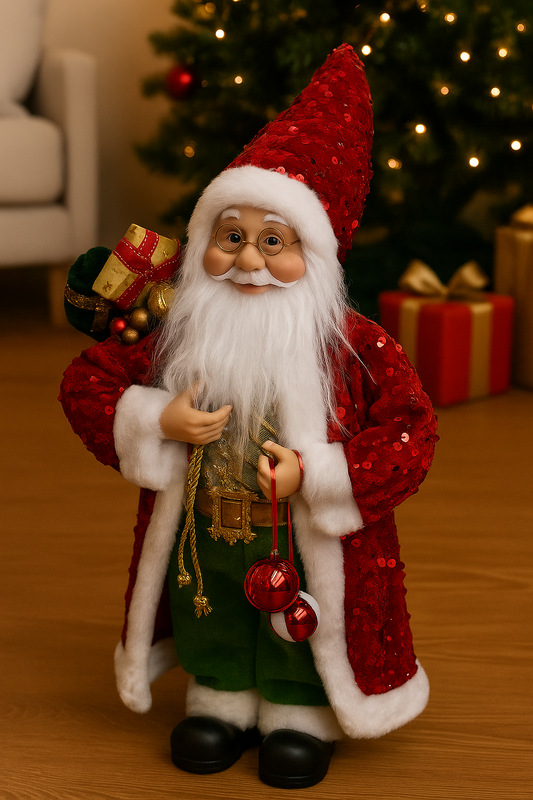 45cm Sequin Red & Green Santa