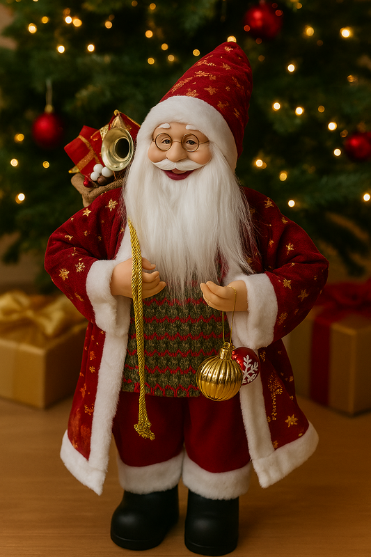 60cm Festive Santa with Trumpet & Baubles