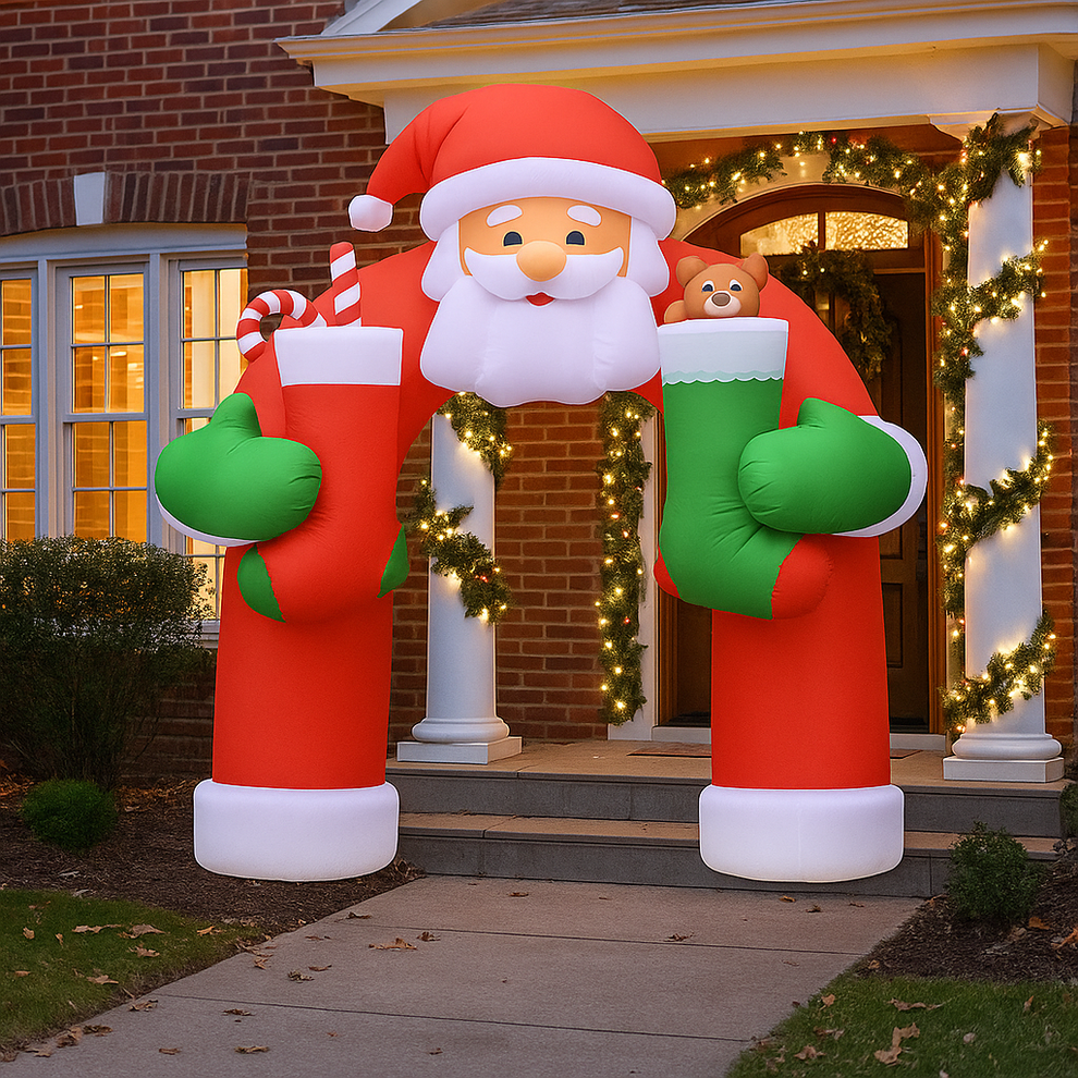 Giant 3.6M Inflatable Santa Welcome Arch – Christmas Treasure