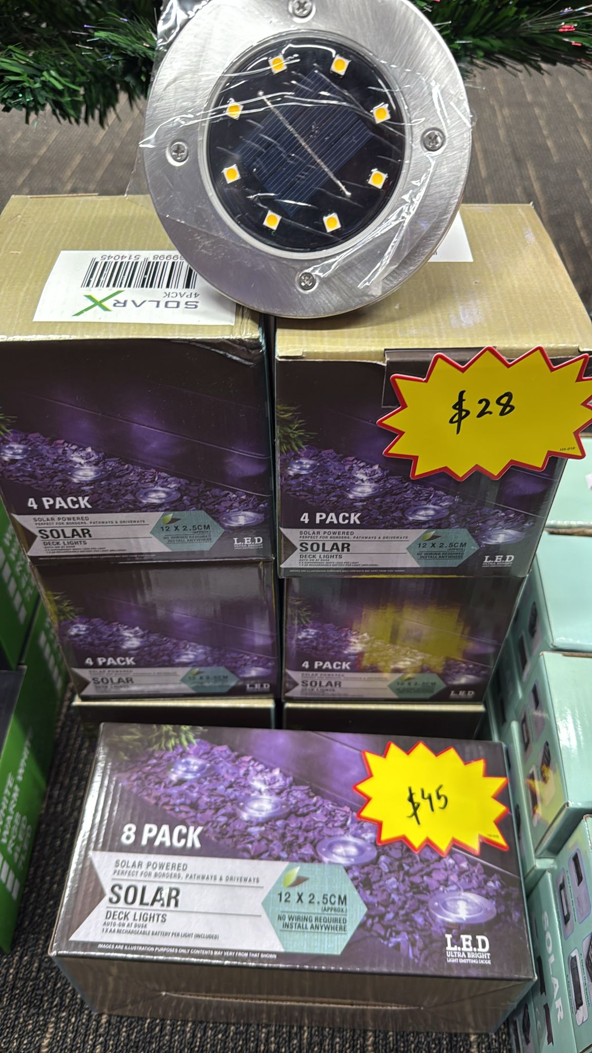 Solar Deck Lights Auto-On LED Outdoor Pathway Lights ( 8 pack & 4 pack)