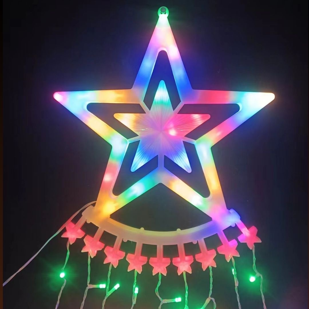 355 LED Waterfall Christmas Tree Lights with Star Topper